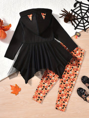Pumpkin Ghost Hoodie & Leggings Set for Kids