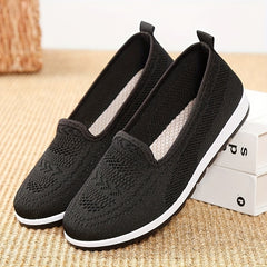 Women's Breathable Flying Woven Slip On Sneakers Lightweight Walking Shoes