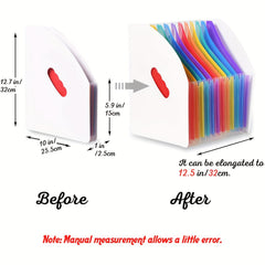 Rainbow Expandable Folder 3 Pockets File Holder A4 Mini Organizer
