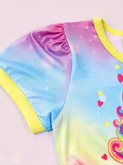 Kid Girls Unicorn Dress Short Sleeve Casual Kids Outfit