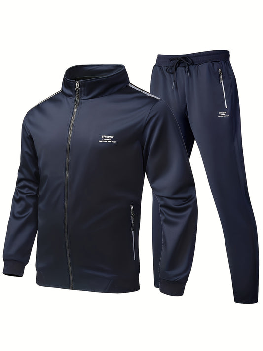 Men's Athletic Tracksuit Set, Full Zip Jacket and Jogging Pants Set