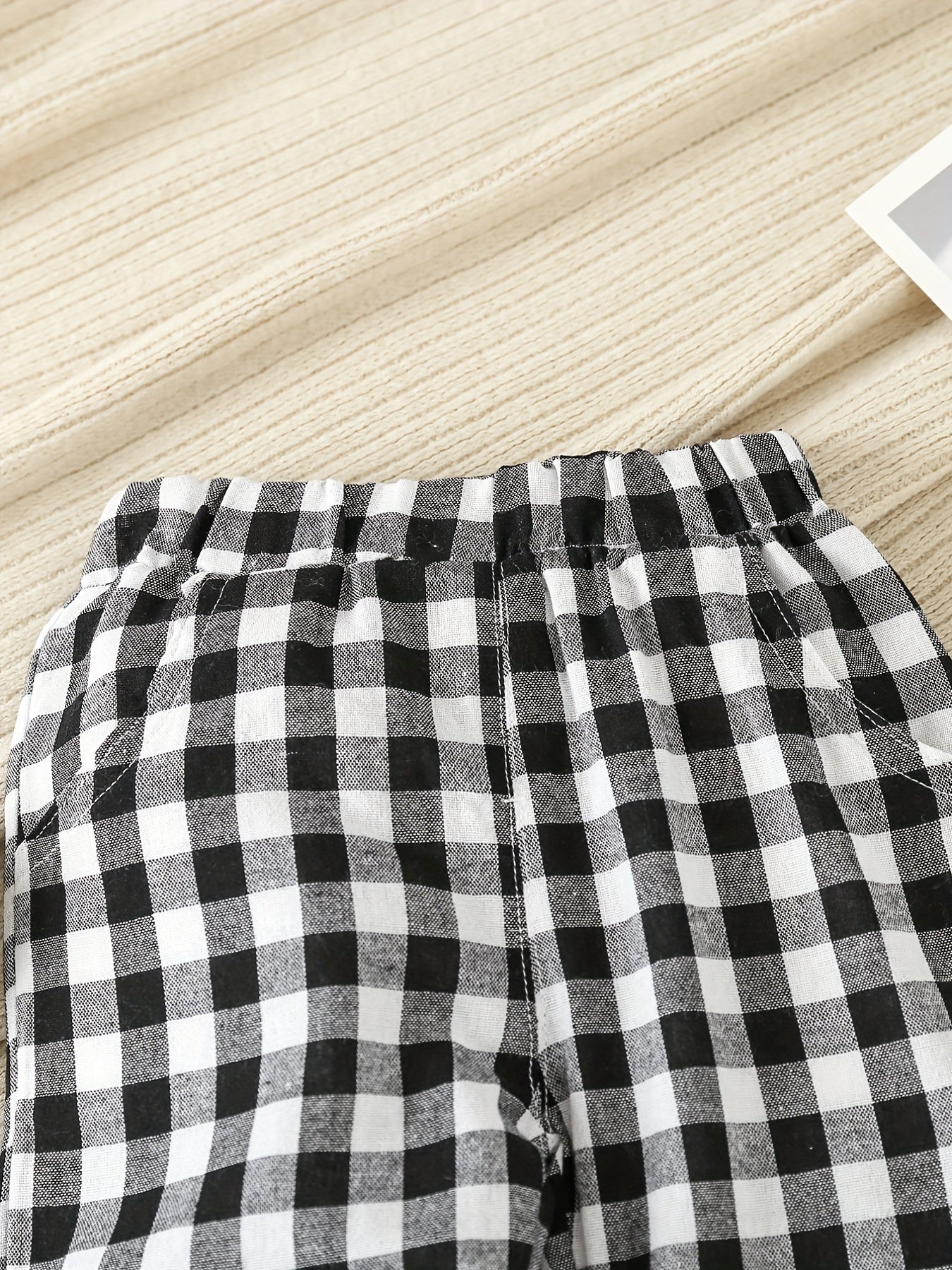 Boys Plaid Long Pants Elastic Waist Casual Kids Clothes