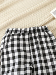 Boys Plaid Long Pants Elastic Waist Casual Kids Clothes