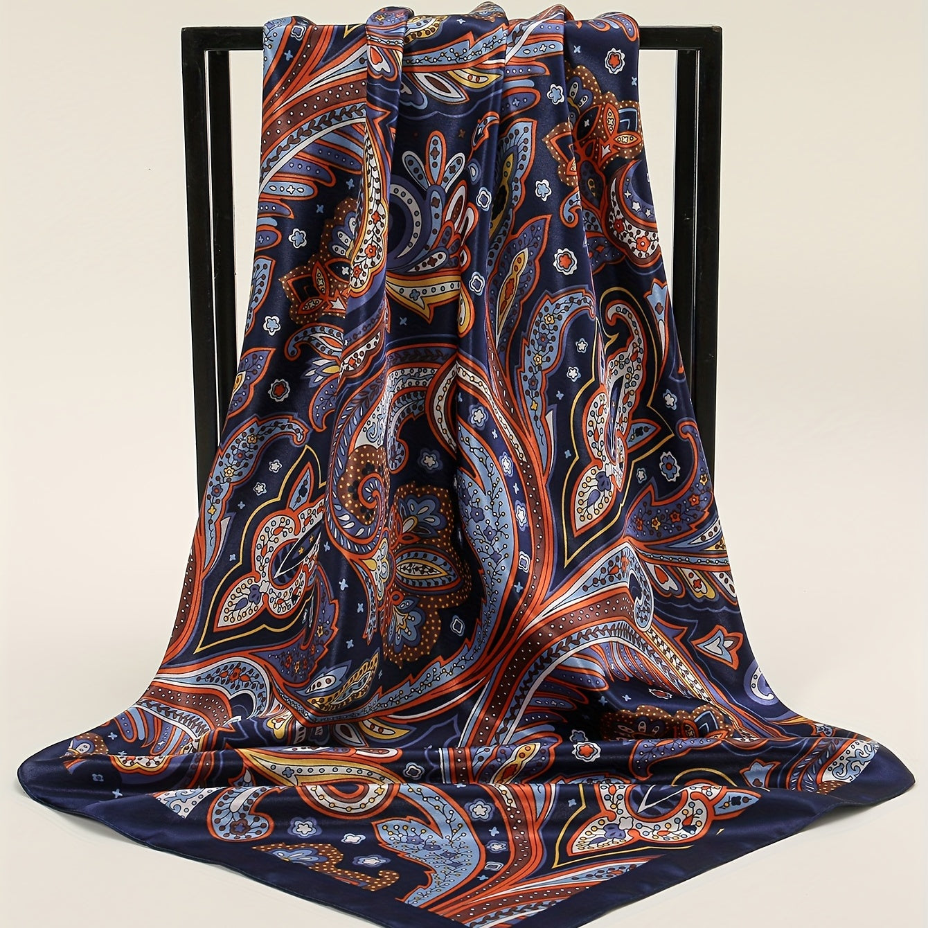 Boho Phoenix Tai Print Bandana Satin Shawl Silk Square Scarf