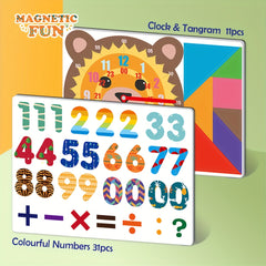 Magnetic Letters & Numbers Clock Toy Set ABC Numbers Colorful Animals