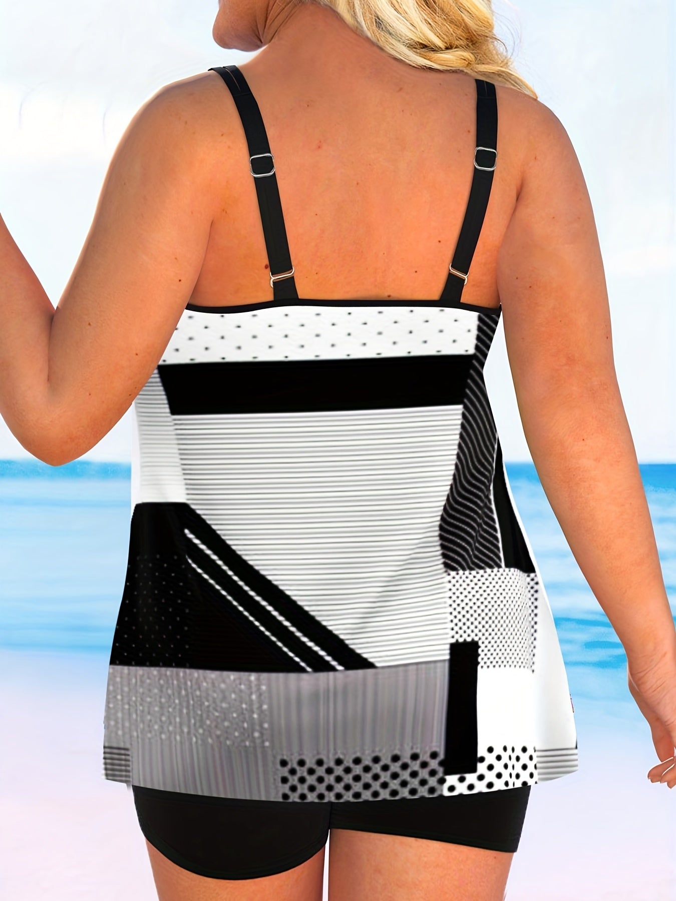 Geo Pattern Plus Size Modest Tankini Set