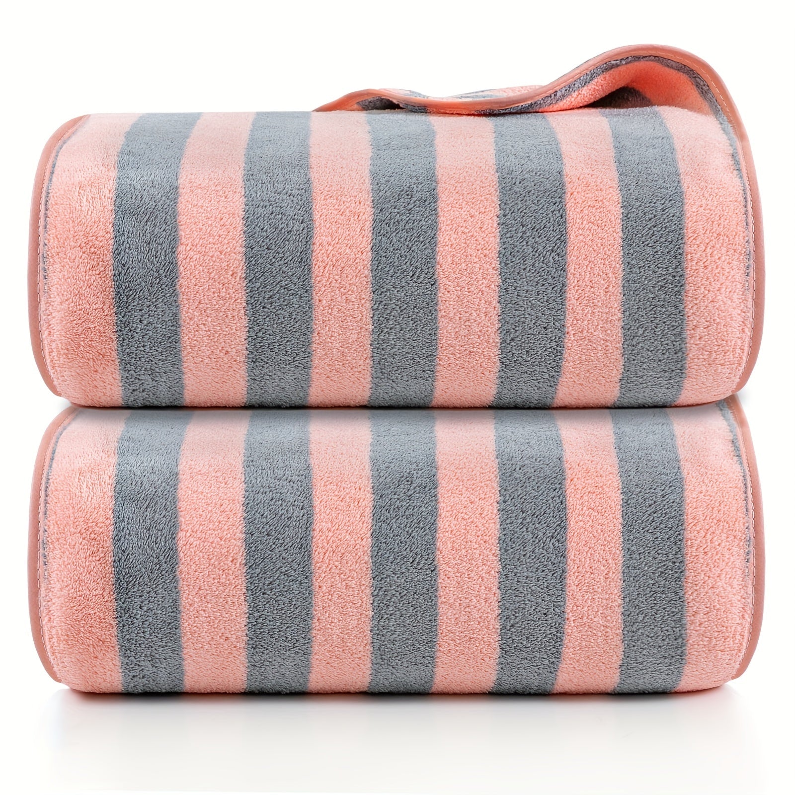 Striped Pattern Microfiber Bath Sheet Soft Absorbent Towel