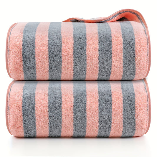Striped Pattern Microfiber Bath Sheet Soft Absorbent Towel