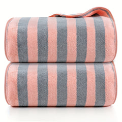 Striped Pattern Microfiber Bath Sheet Soft Absorbent Towel