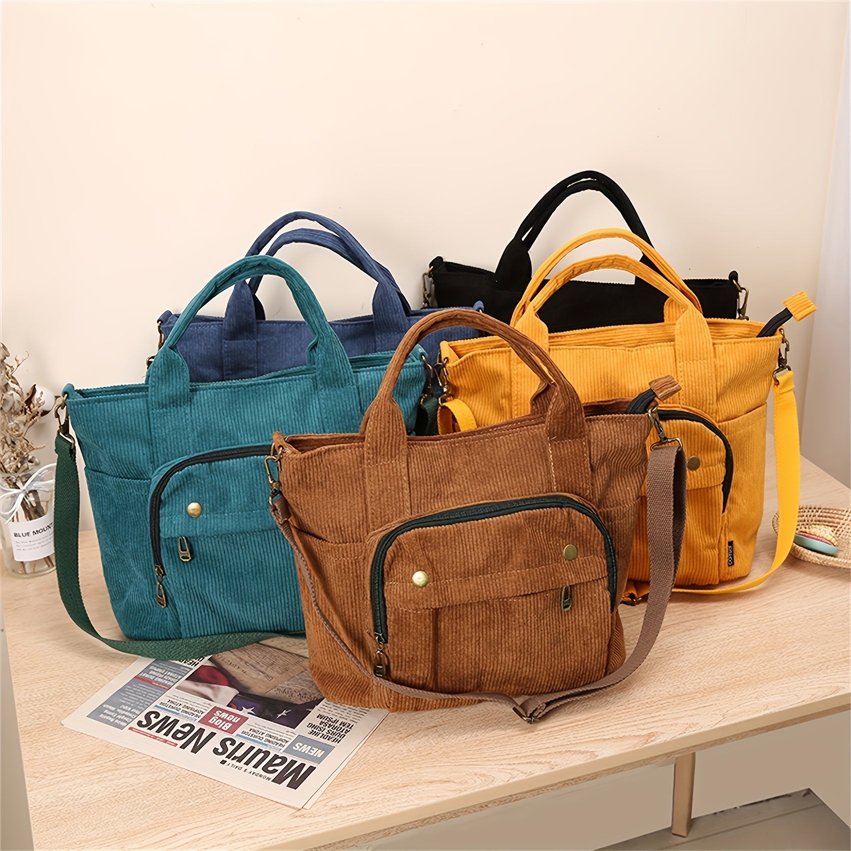 Corduroy Satchel Crossbody Bag Lightweight Durable Tote Bag
