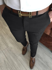 Men's Slim Fit Stretch Dress Pants Vintage Style Casual Business