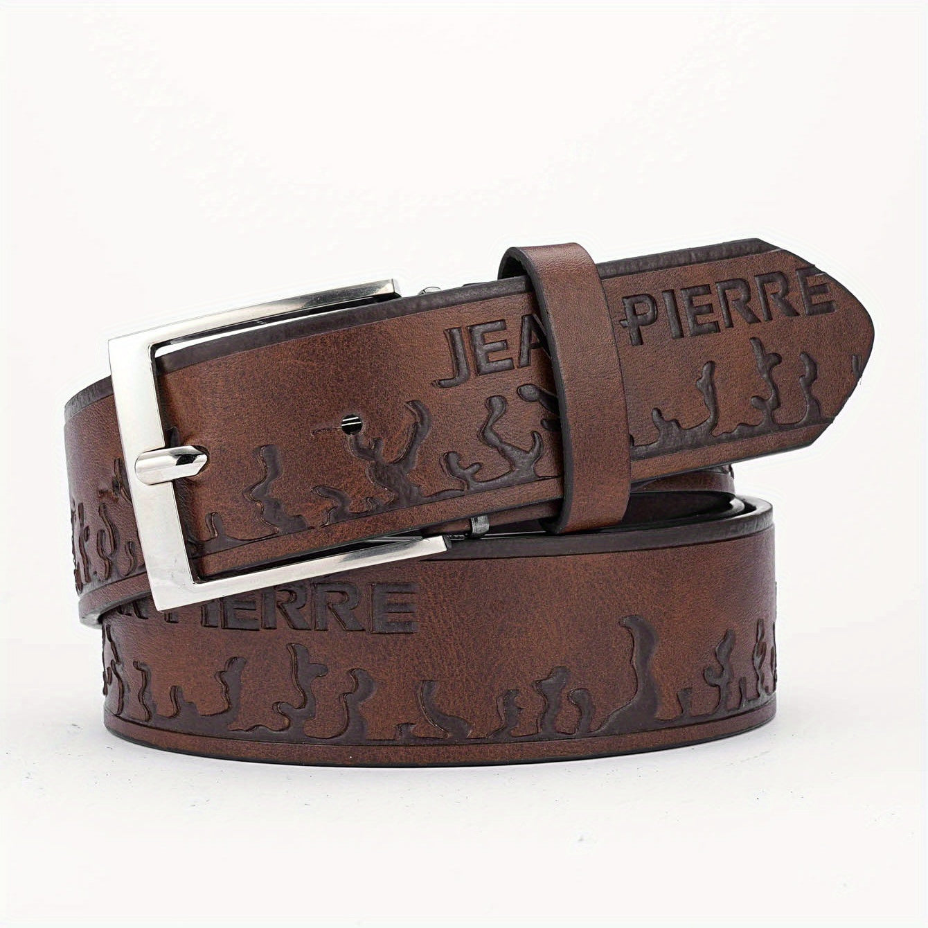 1pc Alloy Buckle PU Striped Belt Access...
