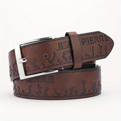 1pc Alloy Buckle PU Striped Belt Access...