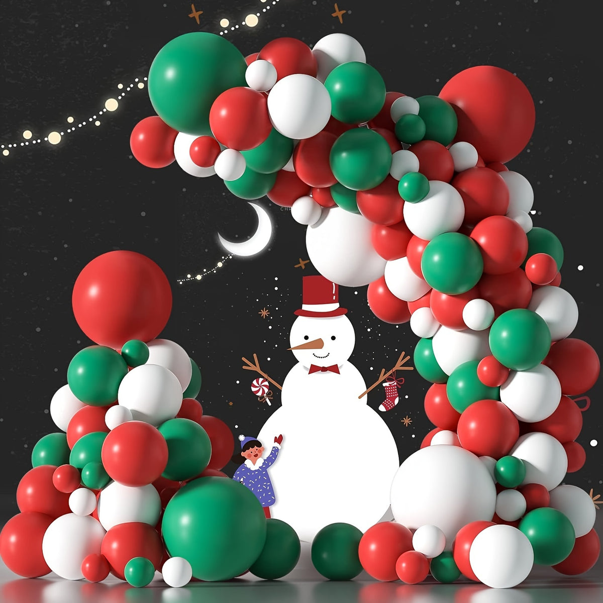 Christmas Balloon Garland Set Green Red Decoration Balloon Strip Tape Glue Dot