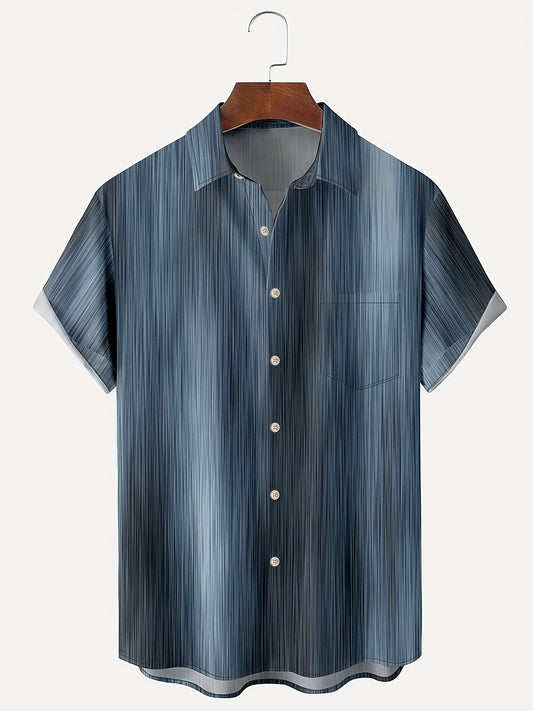 Vintage Gradient Stripe Print Shirt for Men
