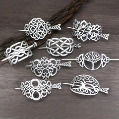 Vintage Viking Style Hairpin Tree Of Life Barrette Silvery Hairpin Celtic Barret