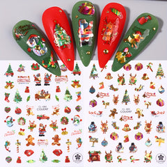 3D Christmas Nail Art Sticker Green Christmas Tree Self Adhesive Sliders