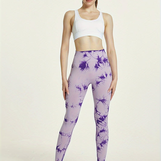 Purple Tie Dye Yoga Pants High Waisted Activewear