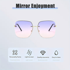 Square Rimless Sunglasses Ombre Metal UV400 Sun Shades