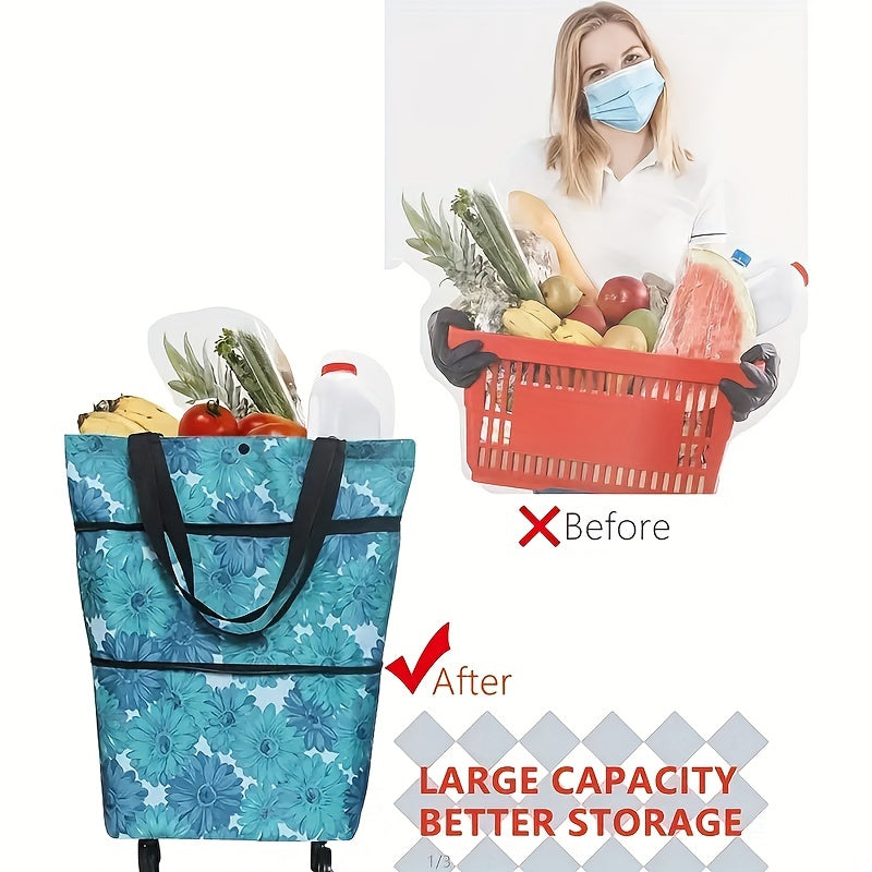 Collapsible Shopping Cart with Wheels Lightweight Portable Durable