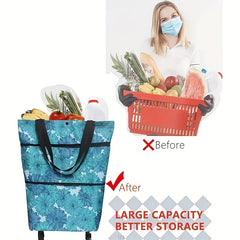 Collapsible Shopping Cart with Wheels Lightweight Portable Durable