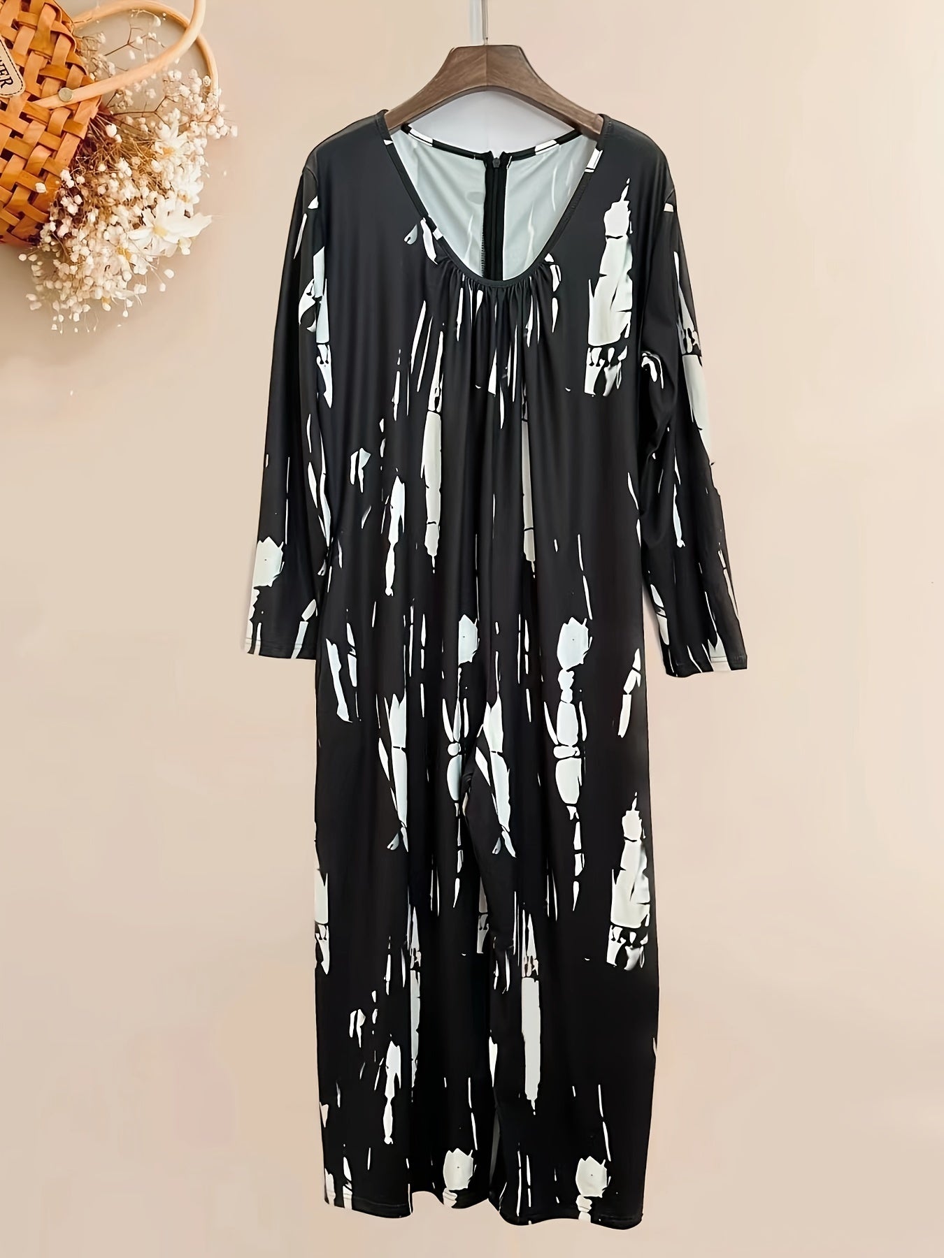  Tie Dye Long Sleeve Round Neck Jumpsuit