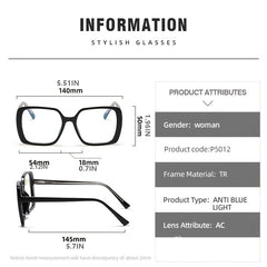 Women's Large Frame Leopard Glasses Clear Lens Glasses
