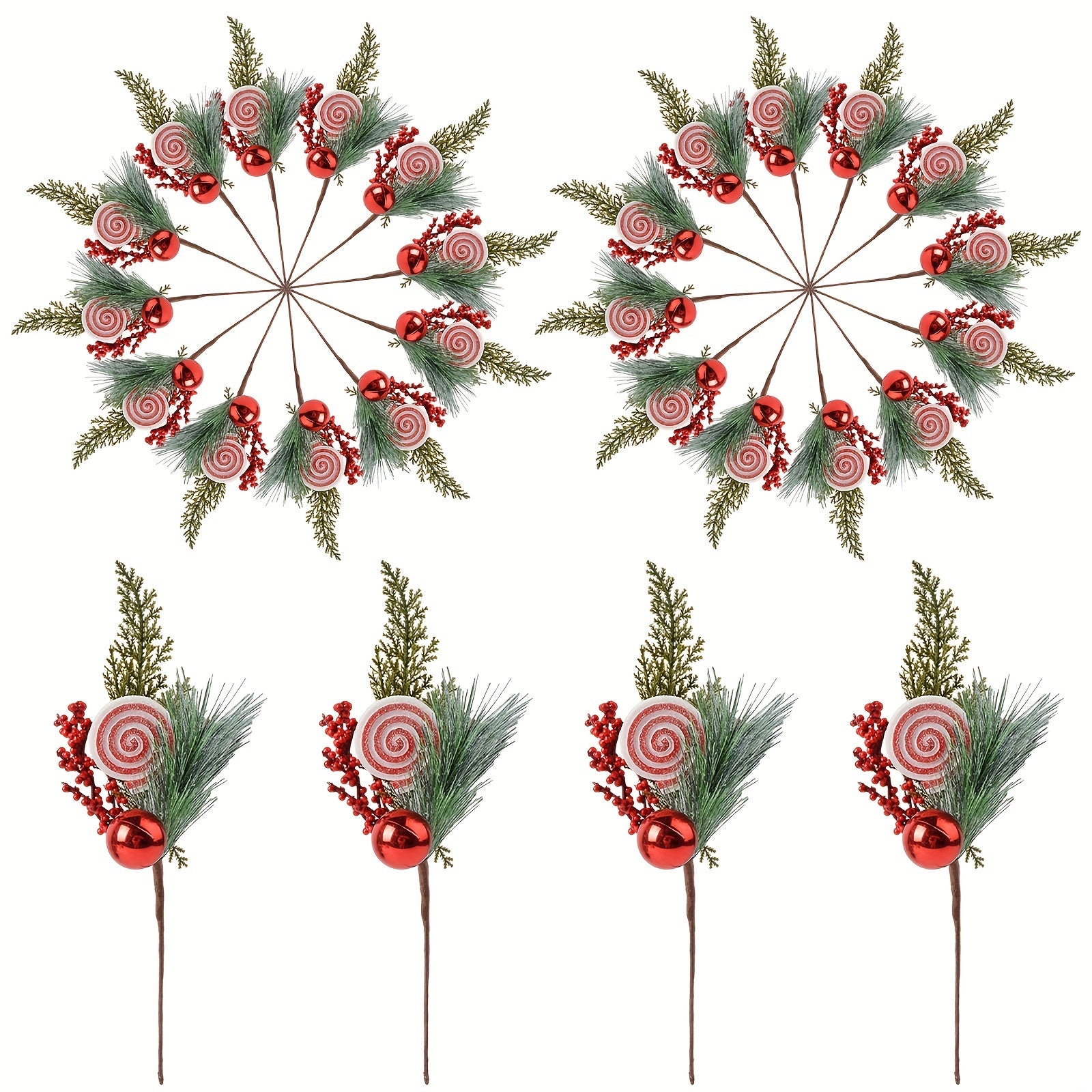 1pc Artificial Red Pulp Fruit Pine Needle Branch Christmas Decoration DIY