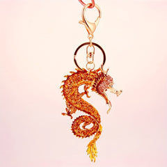 Chinese Zodiac Dragon Keychain Golden Dragon Key Ring Metal Pendant Year's Gift