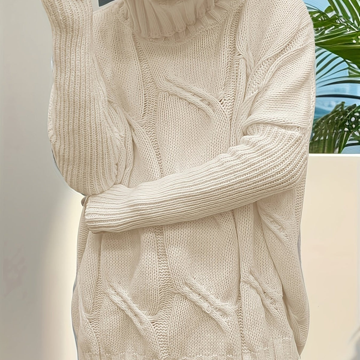  Long Sleeve Turtleneck Sweater Women's Oversized Pullover