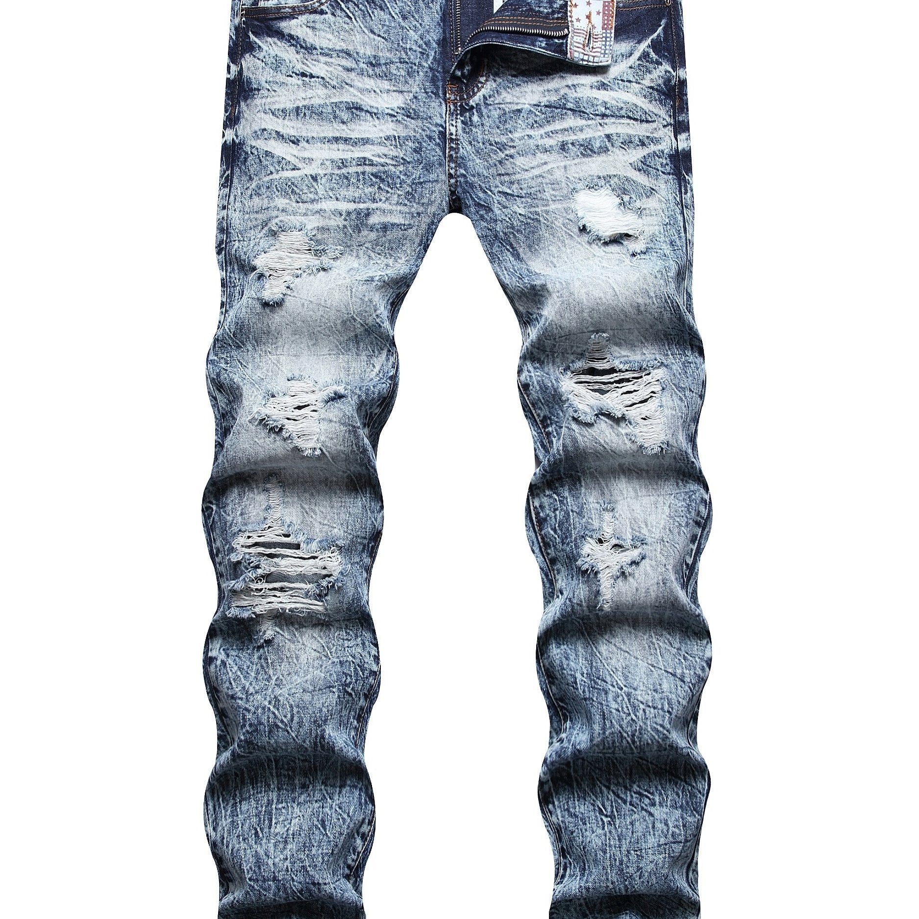 Slim Fit Ripped Jeans Men s Casual Distressed Denim Pants