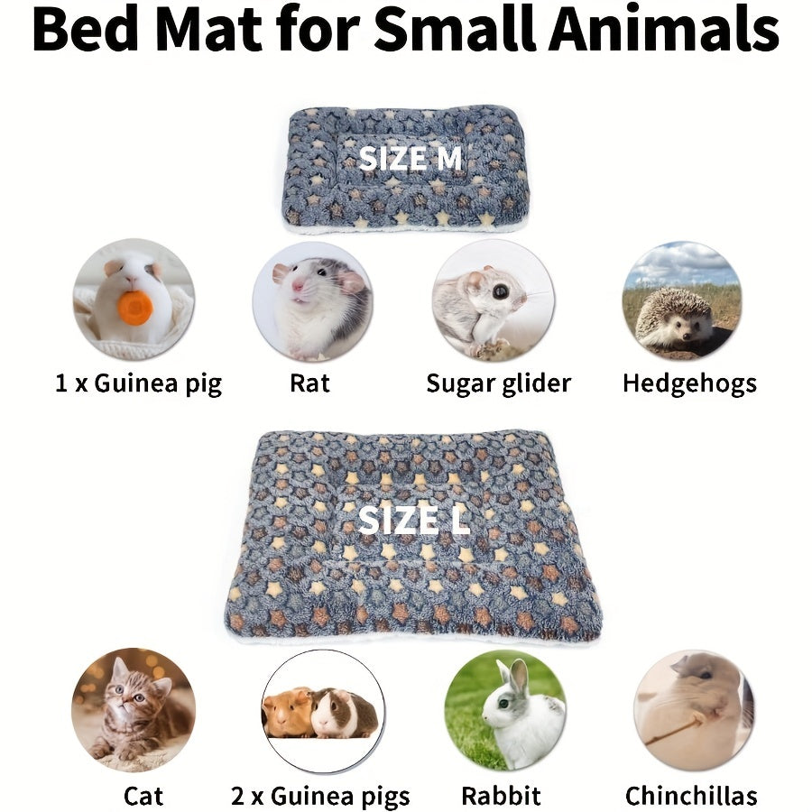 2pcs Washable Guinea Pig Bed Mat Rabbit Winter Bed Pad For Indoor Warm