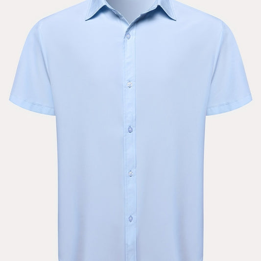 Men's Casual Solid Short Sleeve Shirt for Summer Vacation Resort
