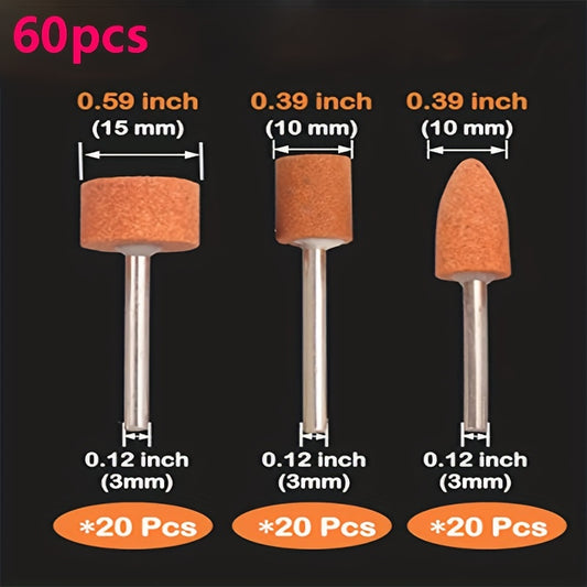 60pcs Grinding Stone Set 2" Shank Sanding Drill Bit Rotary Tool Flap Wheel