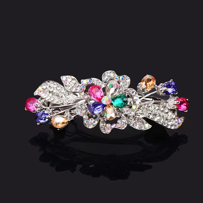 Vintage Flower Hair Clip Barrette Rhinestone Hairpin Headwear