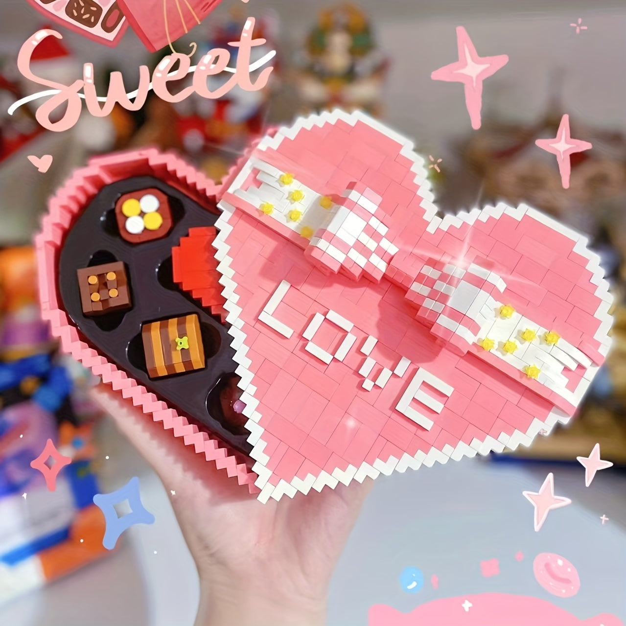 Romantic Heart Puzzle Box - Building Block Design