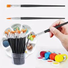 100pc Nylon Paint Brush Set Flat Round Tip Acrylic Watercolor Face Canvas Rock