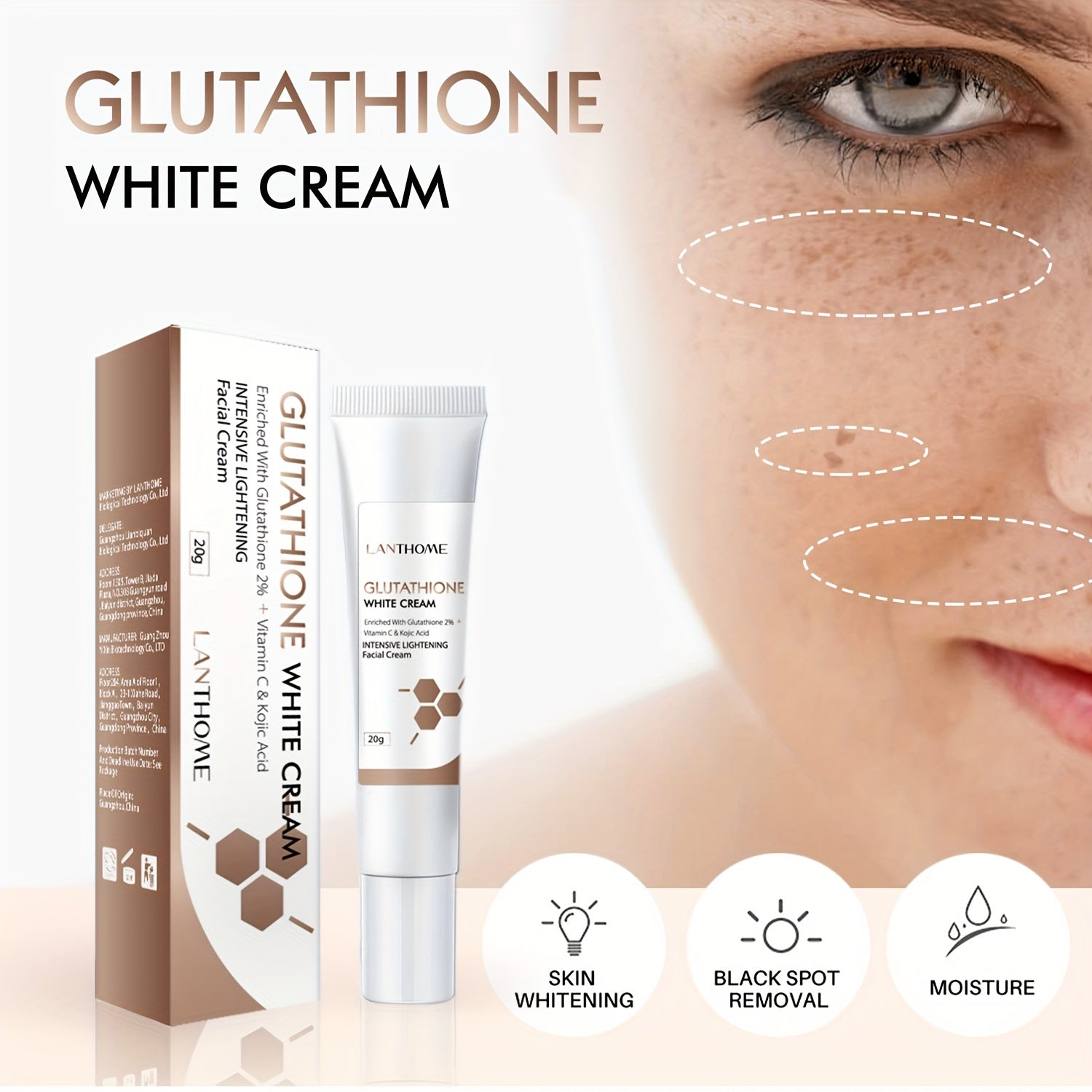 Glutathione Face Cream 20g Moisturizing Nourishing Skin