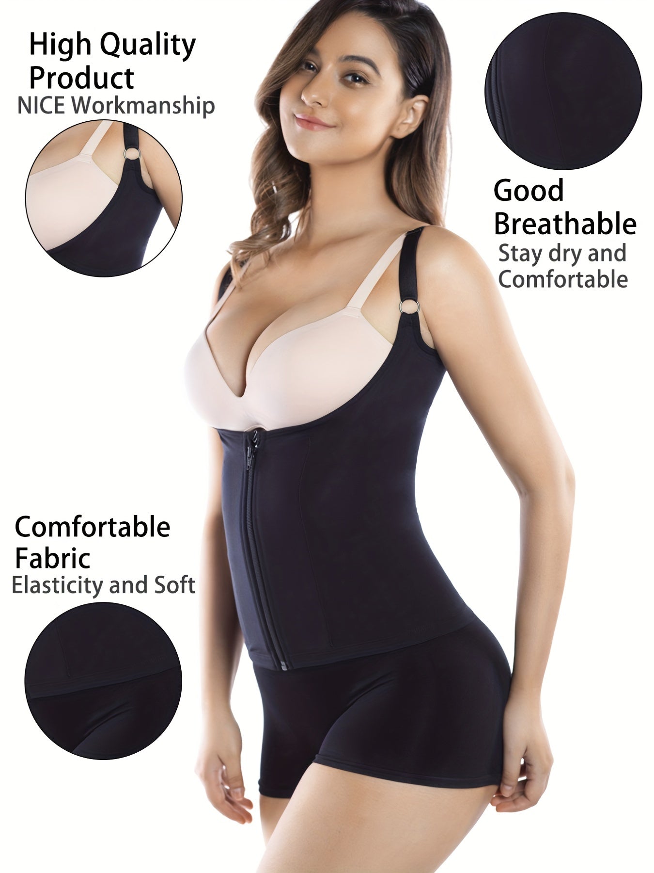 Zipper Shaping Cami Tops Waist Trainer Tummy Control