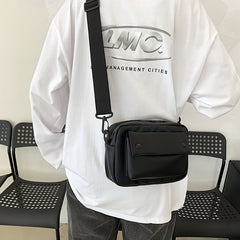 Men's Solid Crossbody Bag with Zipper