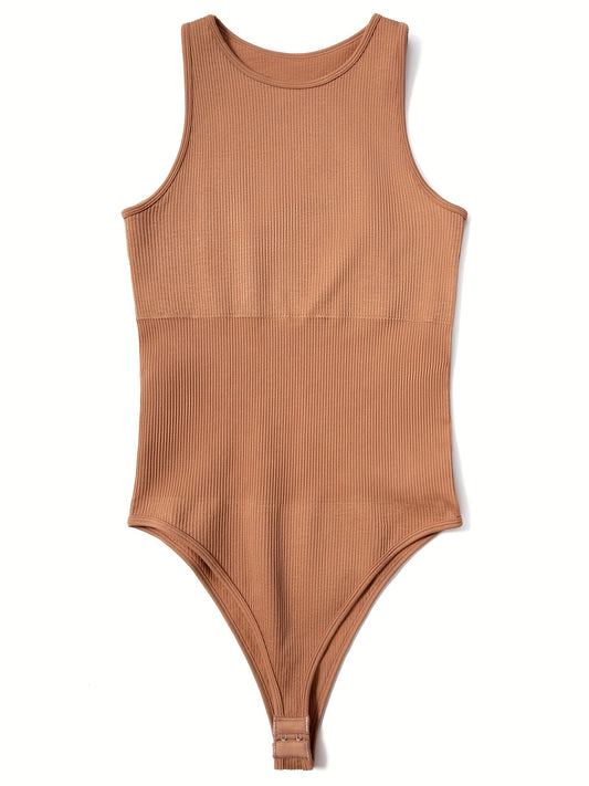 Rib Knit Yoga Jumpsuit Sleeveless Tummy Control Bodysuit Women's Activewear
