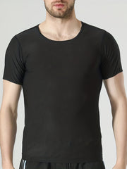 Men's High Stretch Sports T Shirt Slim Fit Crew Neck Solid