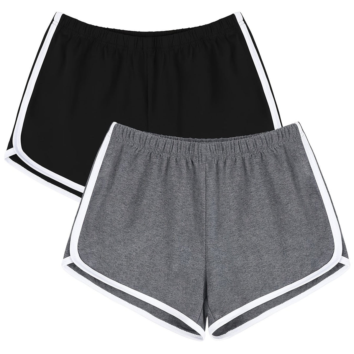 Women's Solid High Waist Track Shorts Set