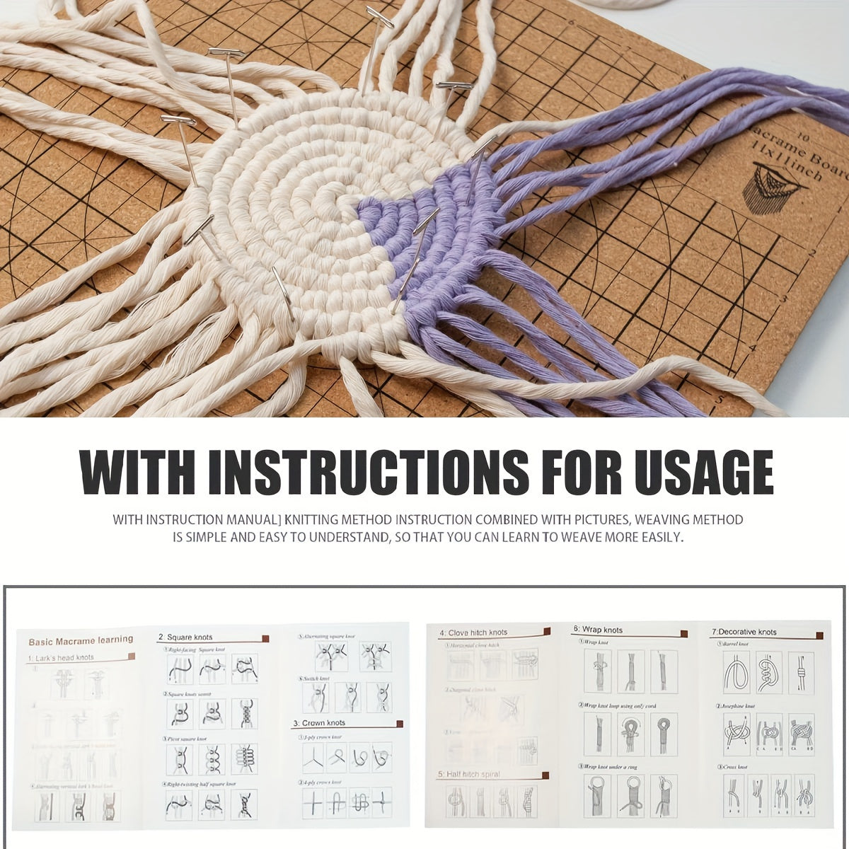 Cork Macrame Board Braiding Grid DIY Tool Reusable Macrame Cork Board