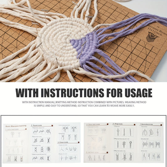 Cork Macrame Board Braiding Grid DIY Tool Reusable Macrame Cork Board