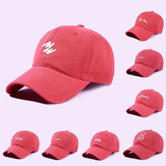 Red Baseball Cap Solid Cotton Dad Hats Lightweight Adjustable Sun Hat For Women