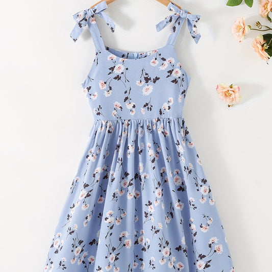 Toddler Girls Cami Floral Dress Pleated Hem Casual Clothes