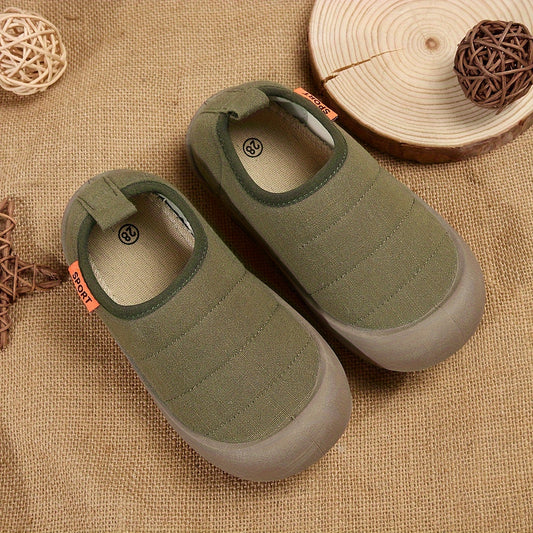 Boy's Solid Slip On Shoes Comfy Non Slip Casual Thermal Sneakers For Kids