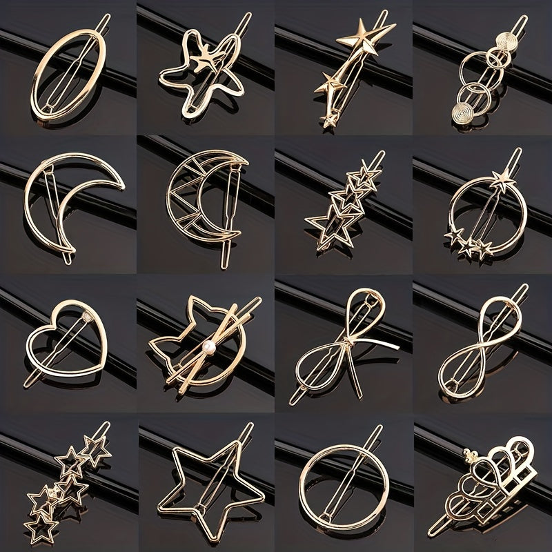 Triangle Moon Shape Hair Clip Side Clip Ponytail Clip Female Alloy Bobby Pin