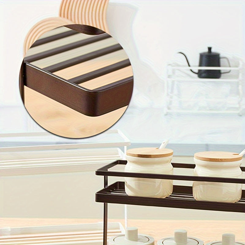1pc Kitchen Seasoning Storage Rack Floor Layered Storage Rack